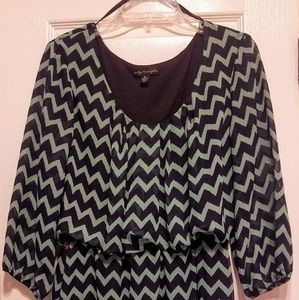 Navy and seafoam green Chevron dress